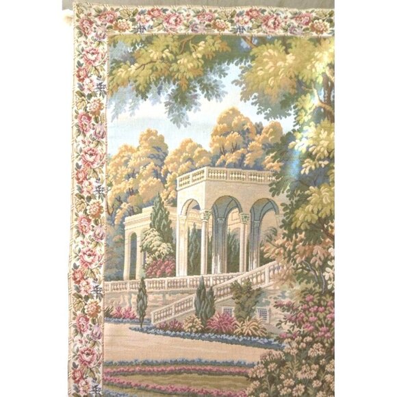 NWT Vintage European Corona Decor Garden Wall Tapestry w/Hooks 33-1/2" x 43" - Picture 2 of 14